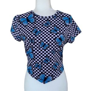 Rue 21 Backless Crop Top With Butterfly Print